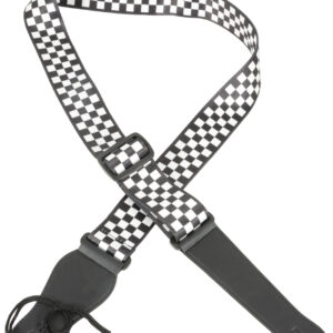 Patterned, high quality nylon webbing guitar straps with PU leather fob at each end. Adjustable length up to 1.6m and supplied with bootlace for tying behind the nut if needed. Supplied with bootlace for tying behind nut Heavy duty nylon webbing